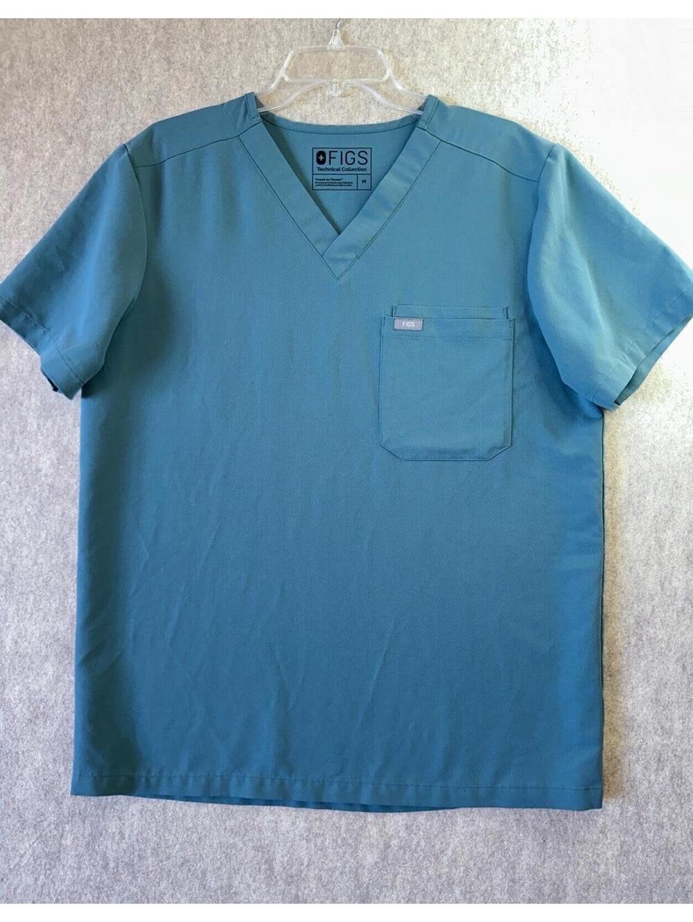 FIGS Technical Collection Teal Scrub Top FM1500 3-Pocket Mens Medium Fading